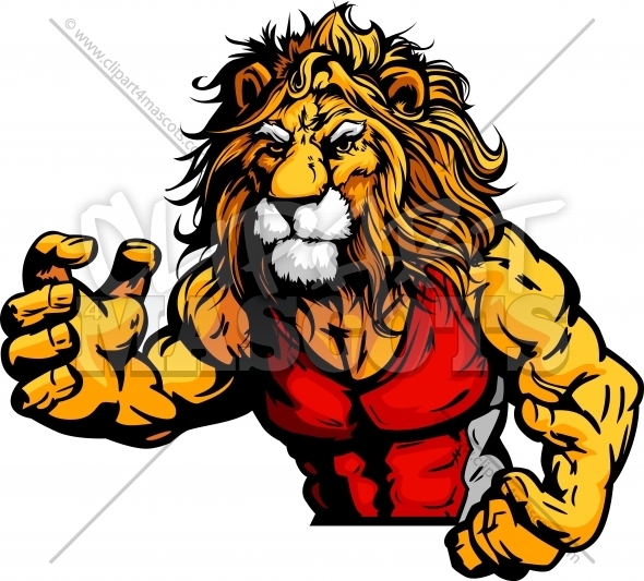 590x533 Wrestling Lion Mascot Graphic Vector Cartoon