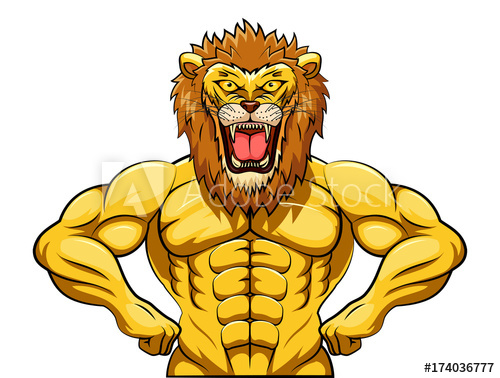 500x378 Angry Strong Lion Mascot Vector Illustration