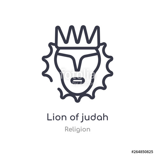 500x500 Lion Of Judah Outline Icon Isolated Line Vector Illustration