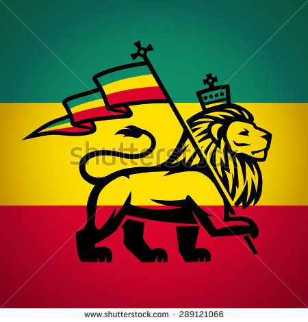 450x470 Lion Of Judah With A Rastafari Flag Lion Of Zion Illustration