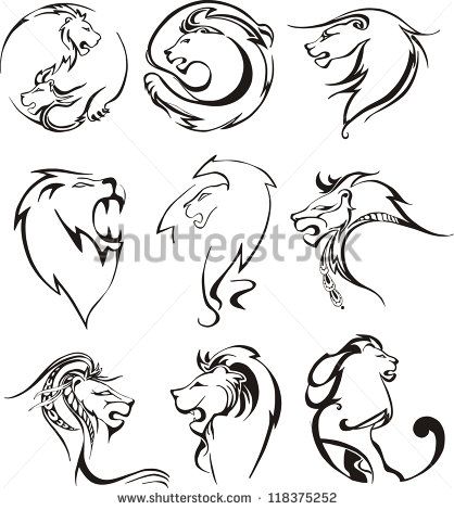 418x470 Lion Head Vector Stockfoto's, Afbeeldingen Plaatjes