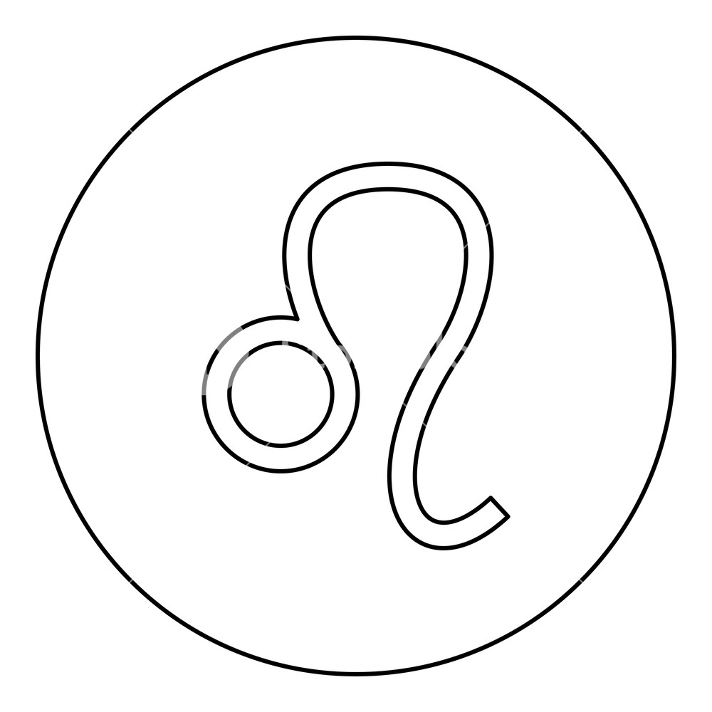 1000x1000 Lion Symbol Zodiac Icon Black Color In Round Circle Outline Vector