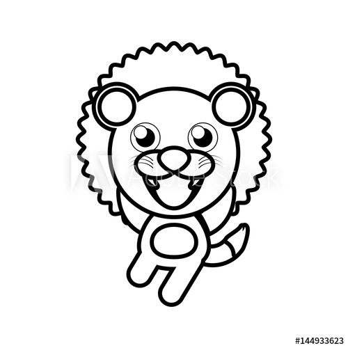 500x500 Cartoon Lion Animal Outline Vector Illustration