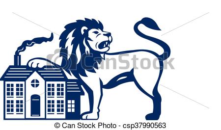450x265 Angry Lion Paw On House Isolated Retro Illustration Of An Angry