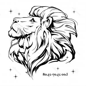 300x300 Stock Illustration Lion Head Profile Leo Zodiac Handandbeak