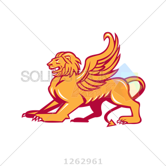 340x340 Stock Illustration Of Vector Orange Winged Lion Profile
