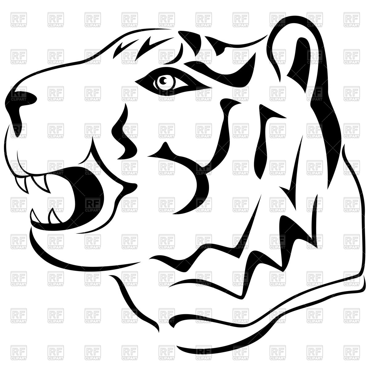 1200x1200 Tiger's Head In Profile Vector Image Of Plants And Animals