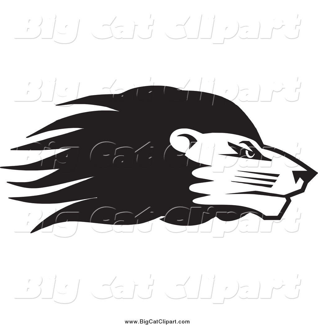 1024x1044 Big Cat Vector Clipart Of A Black And White Lion Head In Profile