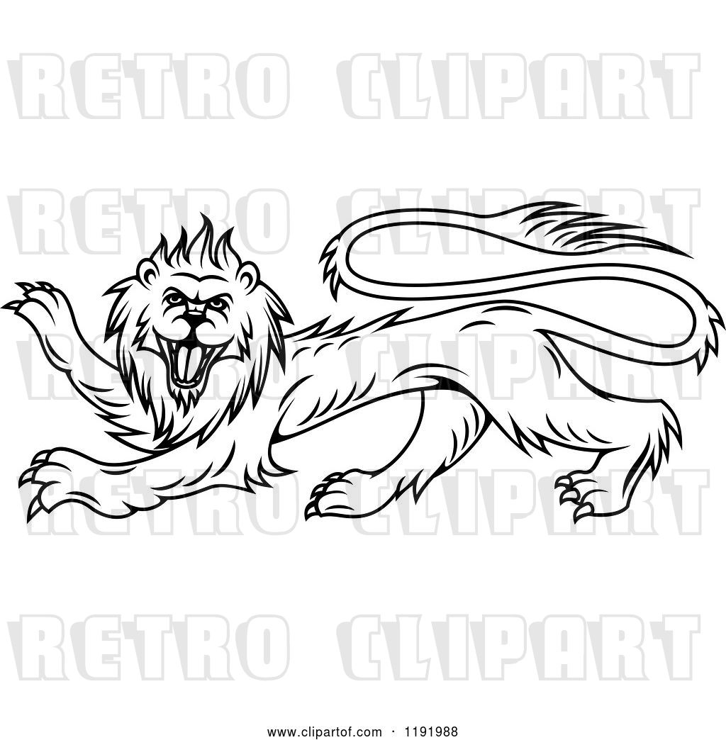 1024x1044 Vector Clip Art Of Retro Black Heraldic Lion In Profile