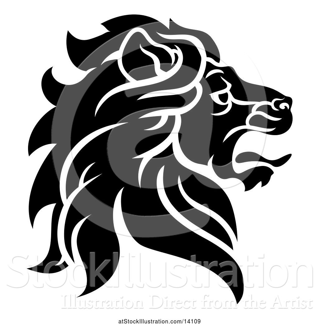 1024x1044 Vector Illustration Of Black And White Noble Male Lion Head