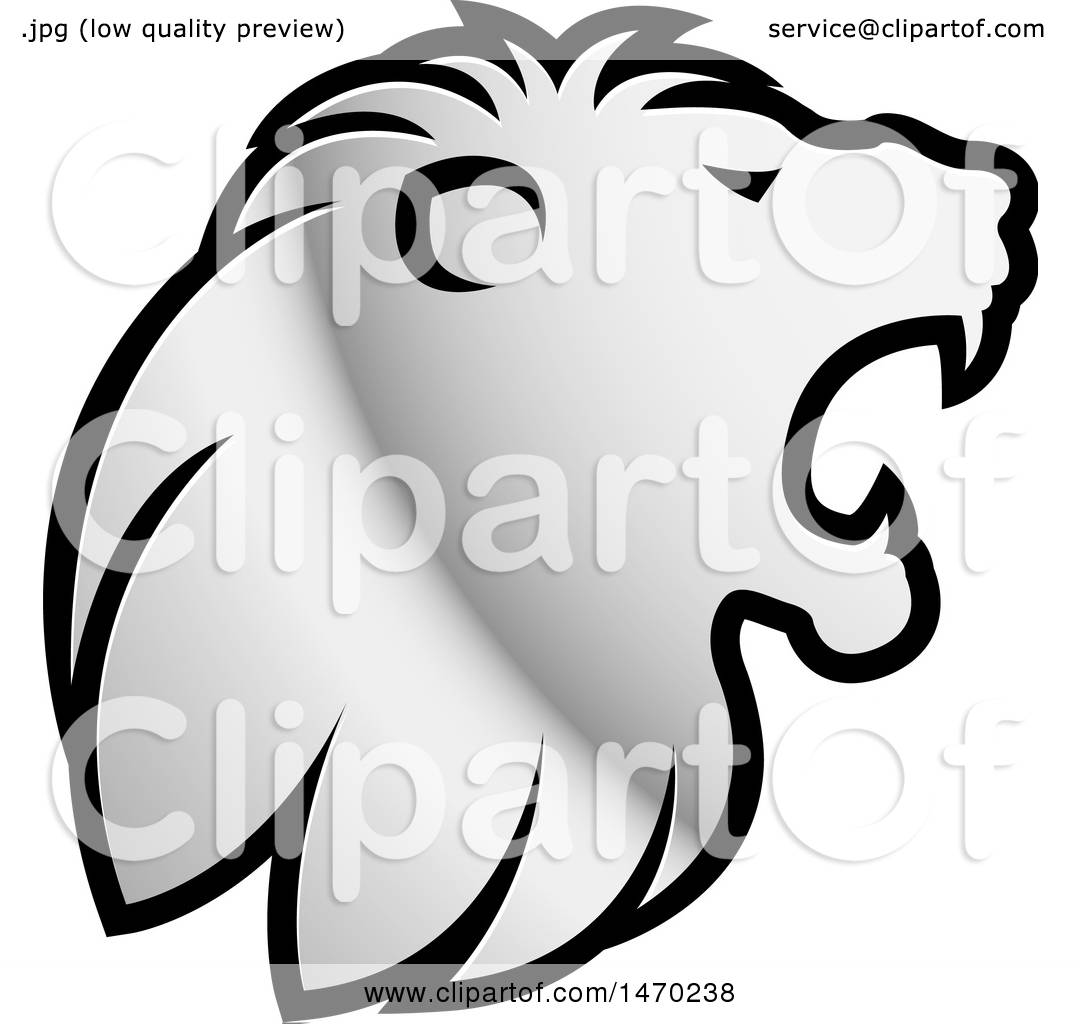 1080x1024 Clipart Of A Silver Roaring Lion Head In Profile