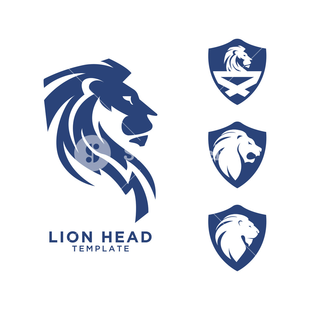 1000x1000 Illustration Of Lion Shield Logo Design Template Vector Royalty