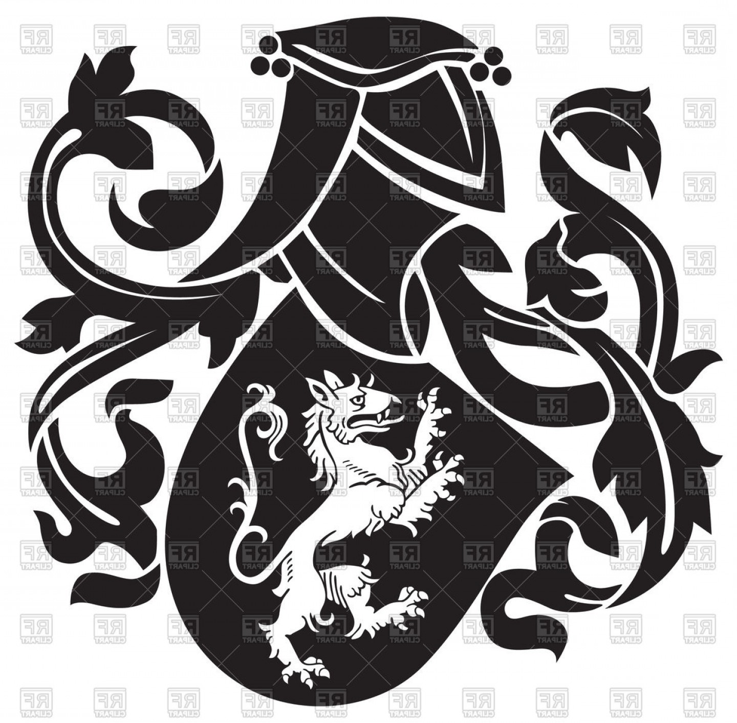 1440x1412 Ornate Heraldic Blazon With Image Of Lion On Shield Royal Coat