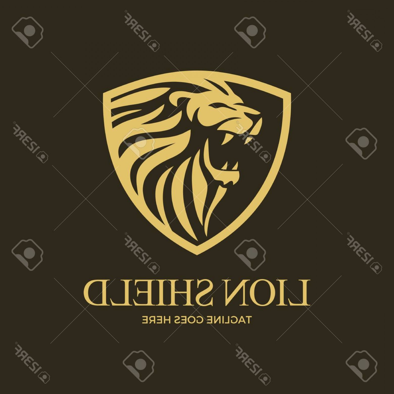1560x1560 Photostock Vector Lion Shield Vector Art Logo Template Dark