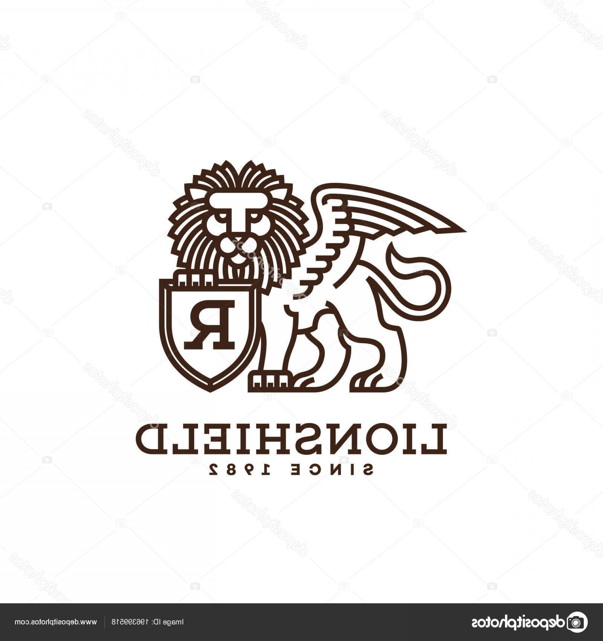1920x2040 Stock Illustration Lion Shield Wings Logo Template Handandbeak