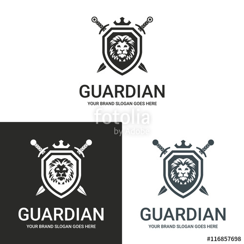 500x500 Guardian Logo Lion Shield Warrior Logo Versions Stock Image