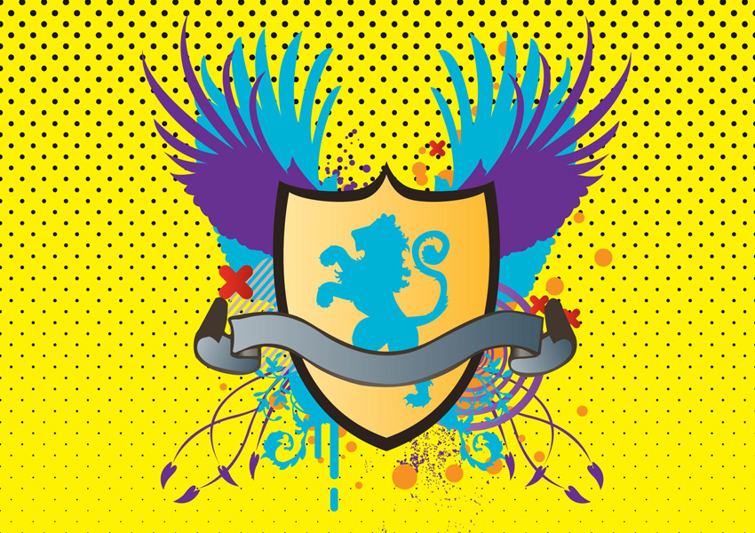 850x600 Heraldic Lion Shield Vector Art Graphics