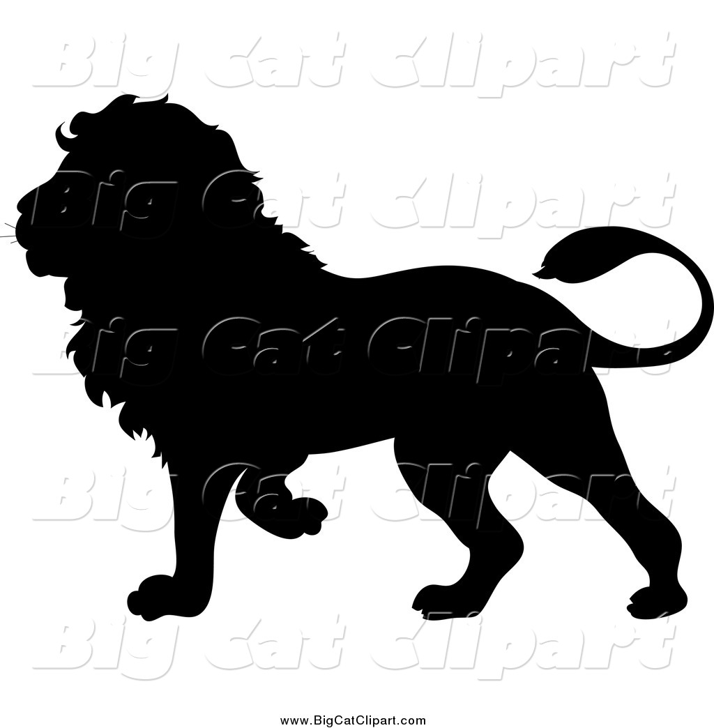 1024x1044 Big Cat Vector Clipart Of A Walking Black Lion Silhouette