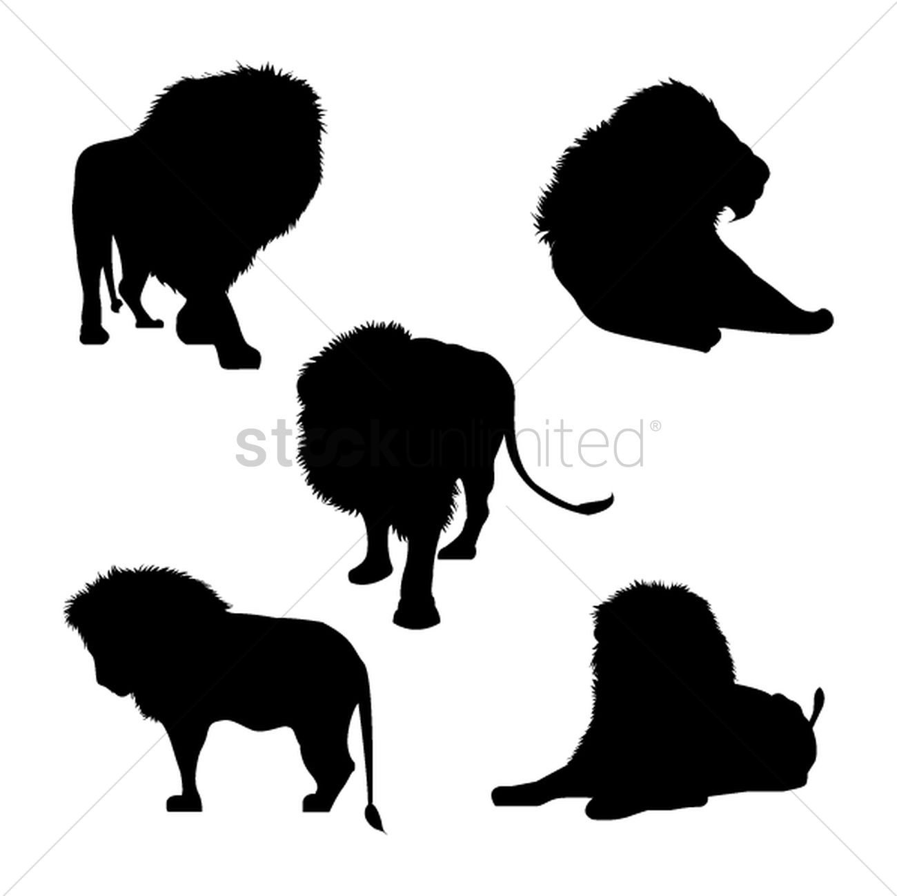 1300x1298 Set Of Lion Silhouette Vector Image