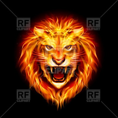 400x400 Head Of Aggressive Fiery Lion Vector Image Of Plants And Animals