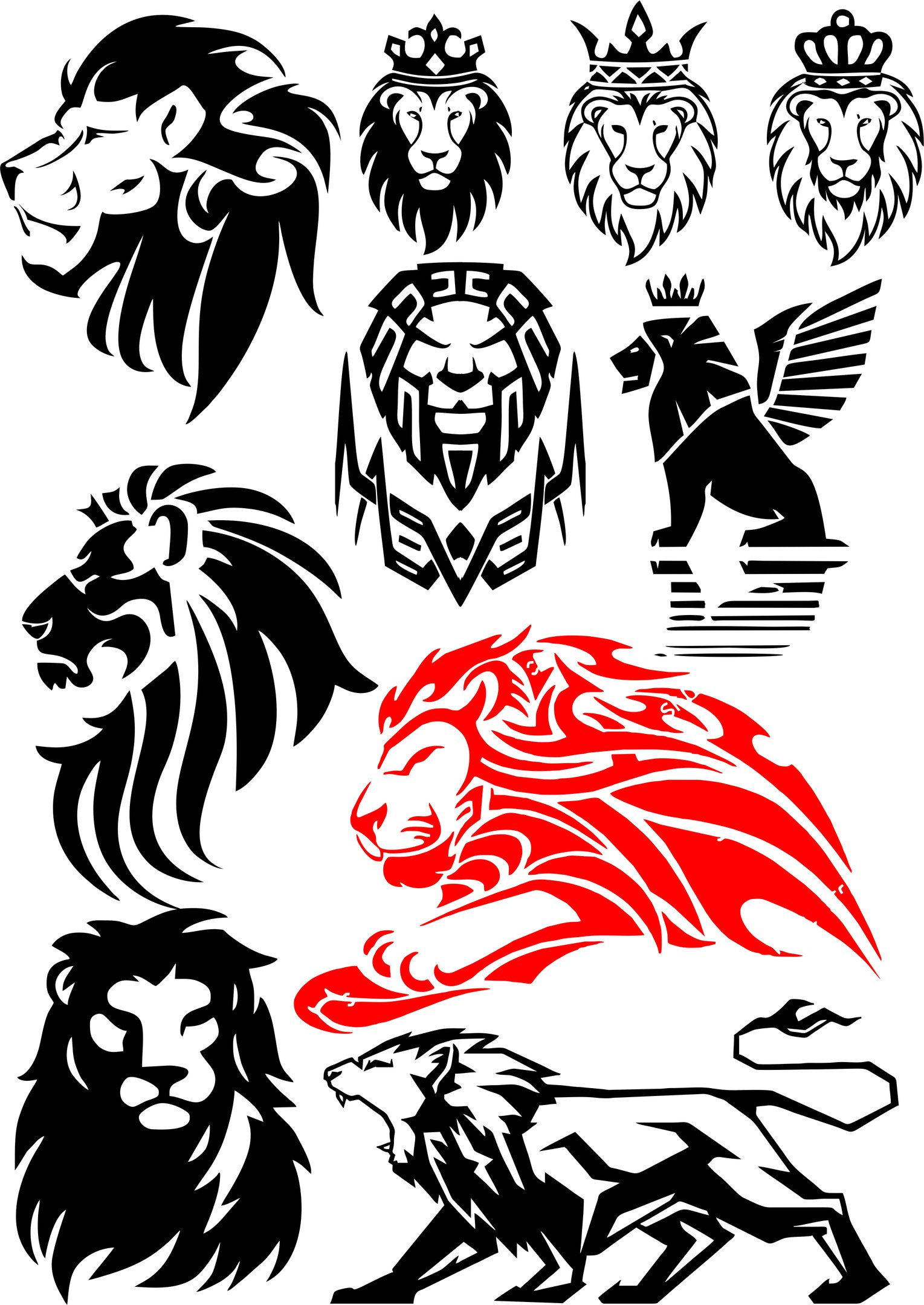 1529x2160 Lion Vector Set Free Vector Cdr Download