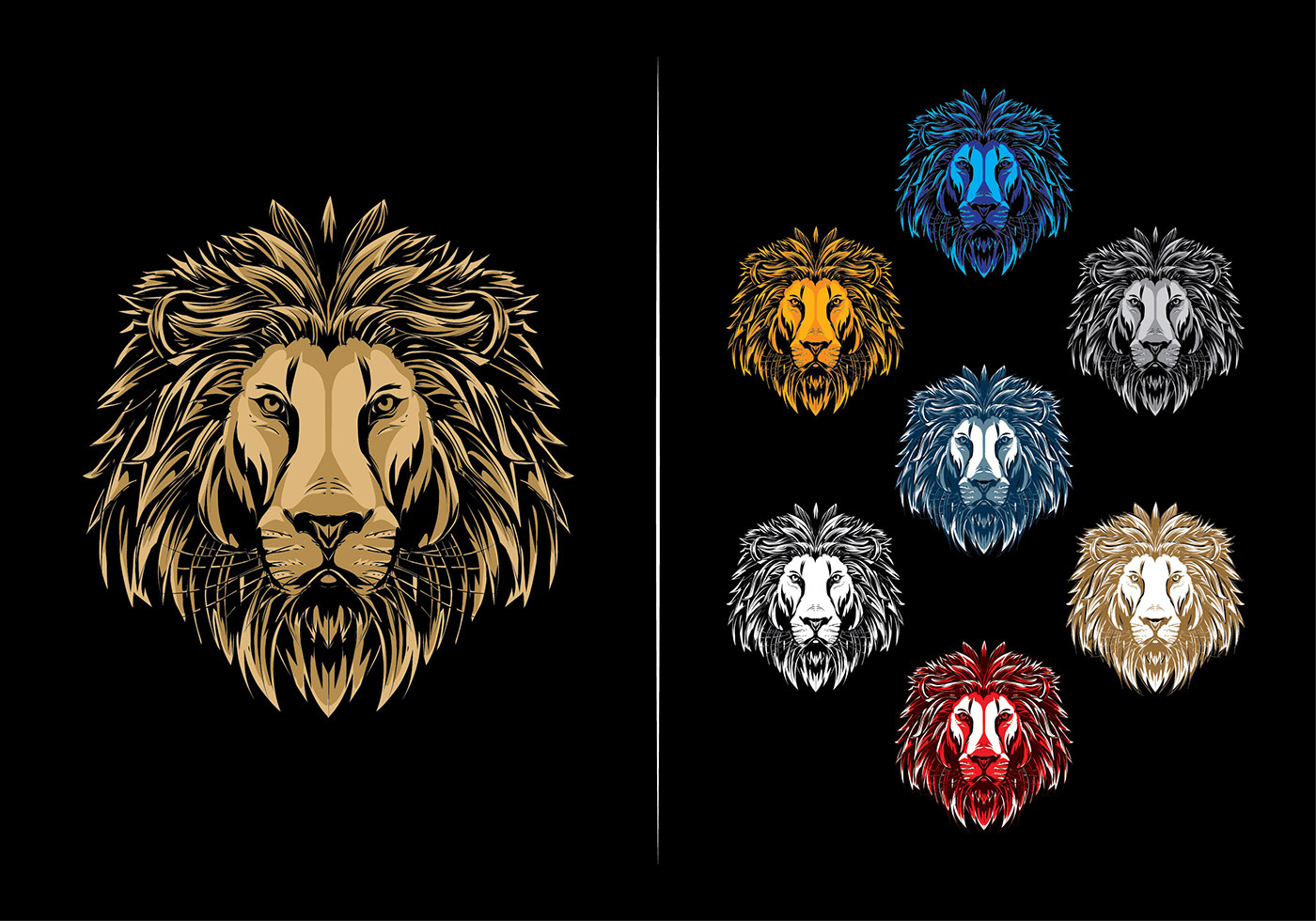 1400x980 Lion Head Free Vector Art