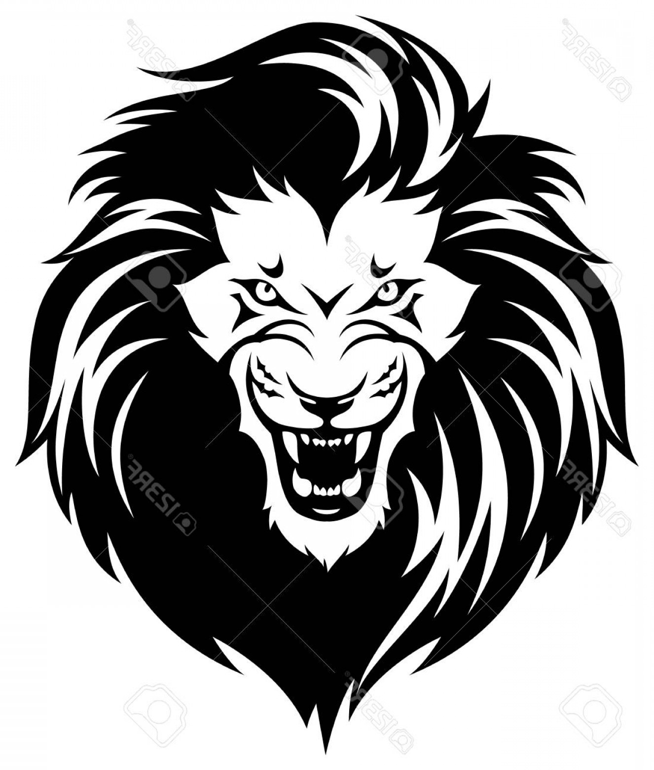 1326x1560 Photostock Vector Head Of Roaring Lion Black Illustration Isolated