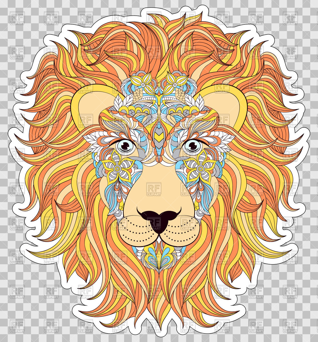 1118x1200 Colorful Head Of Lion Vector Image Of Plants And Animals