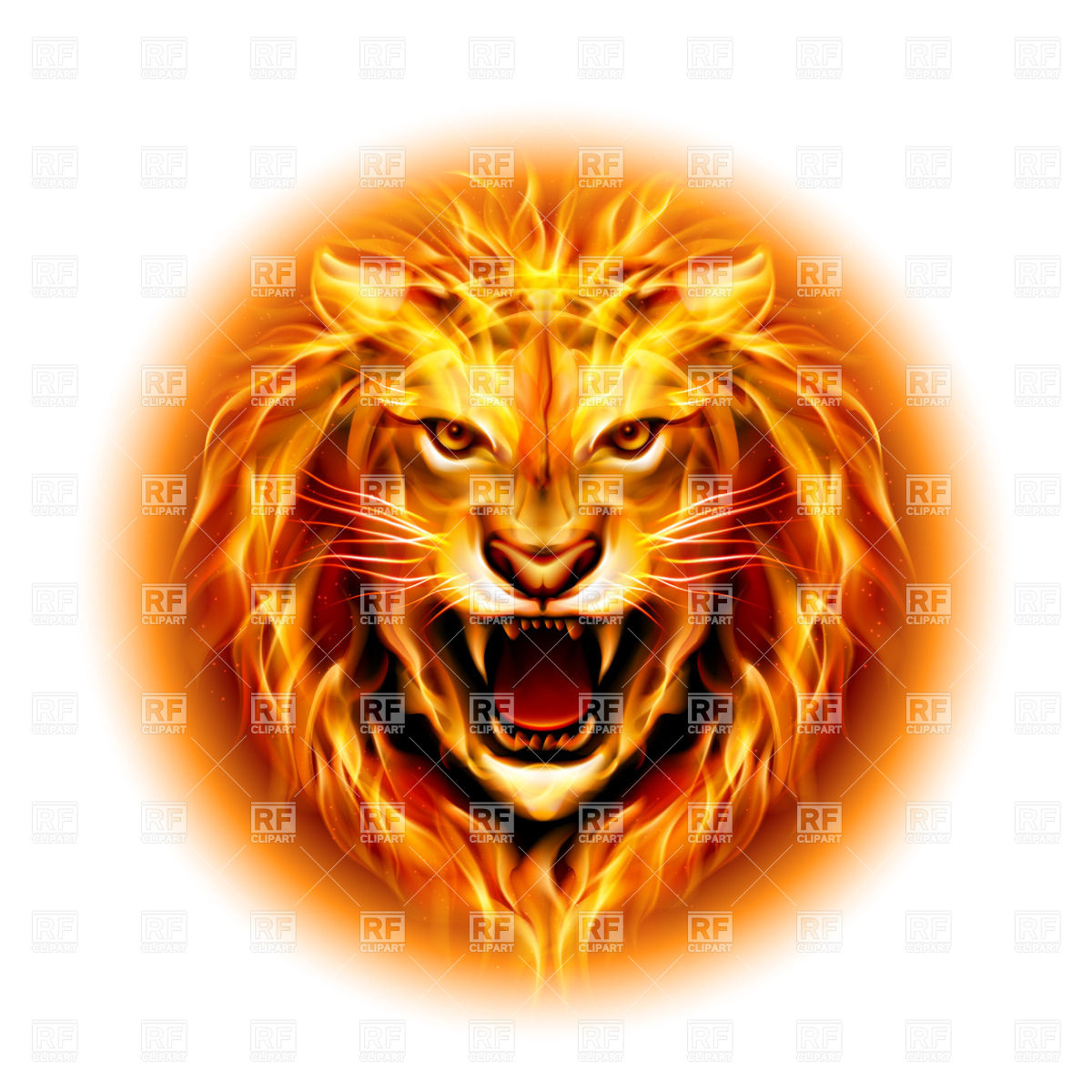 1200x1200 Head Of Aggressive Fire Lion Vector Image Of Plants And Animals
