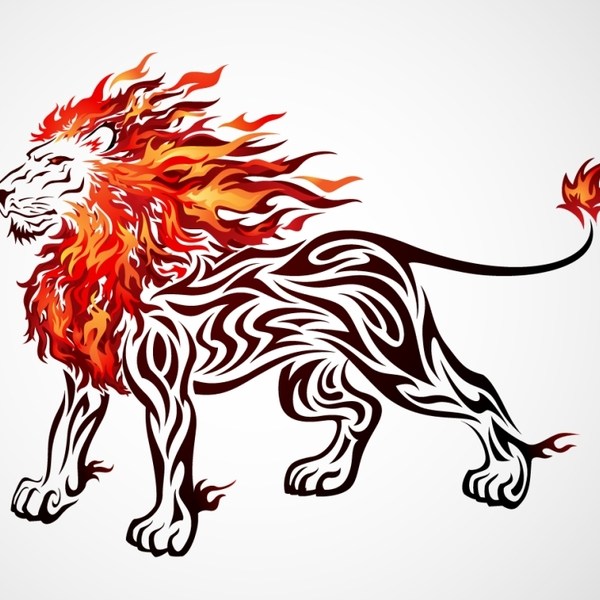 600x600 Free Lion Vector On Fire