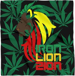 295x300 Iron, Lion, Zion, Reggae Music Bandana, Scarf, Kerchief, Ganja
