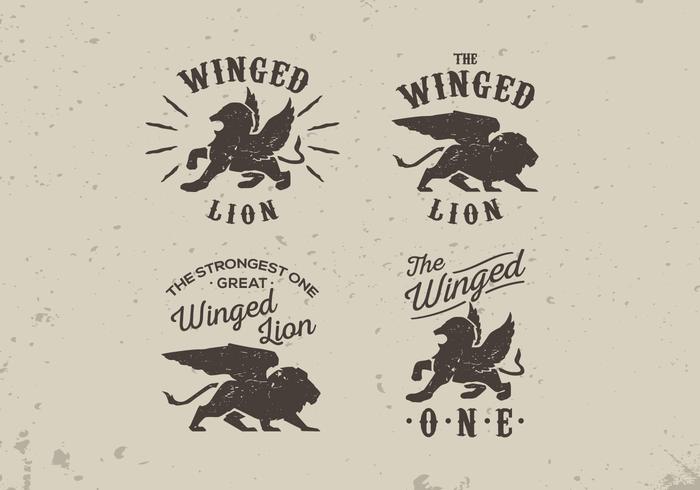 700x490 Winged Lion Old Vintage Label Style Lettering Vector Pack