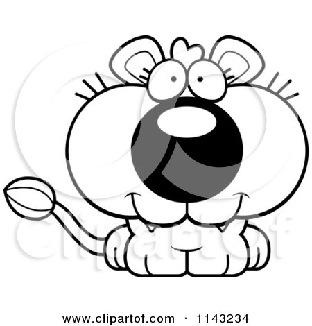450x470 Cartoon Clipart Of A Black And White Cute Lioness