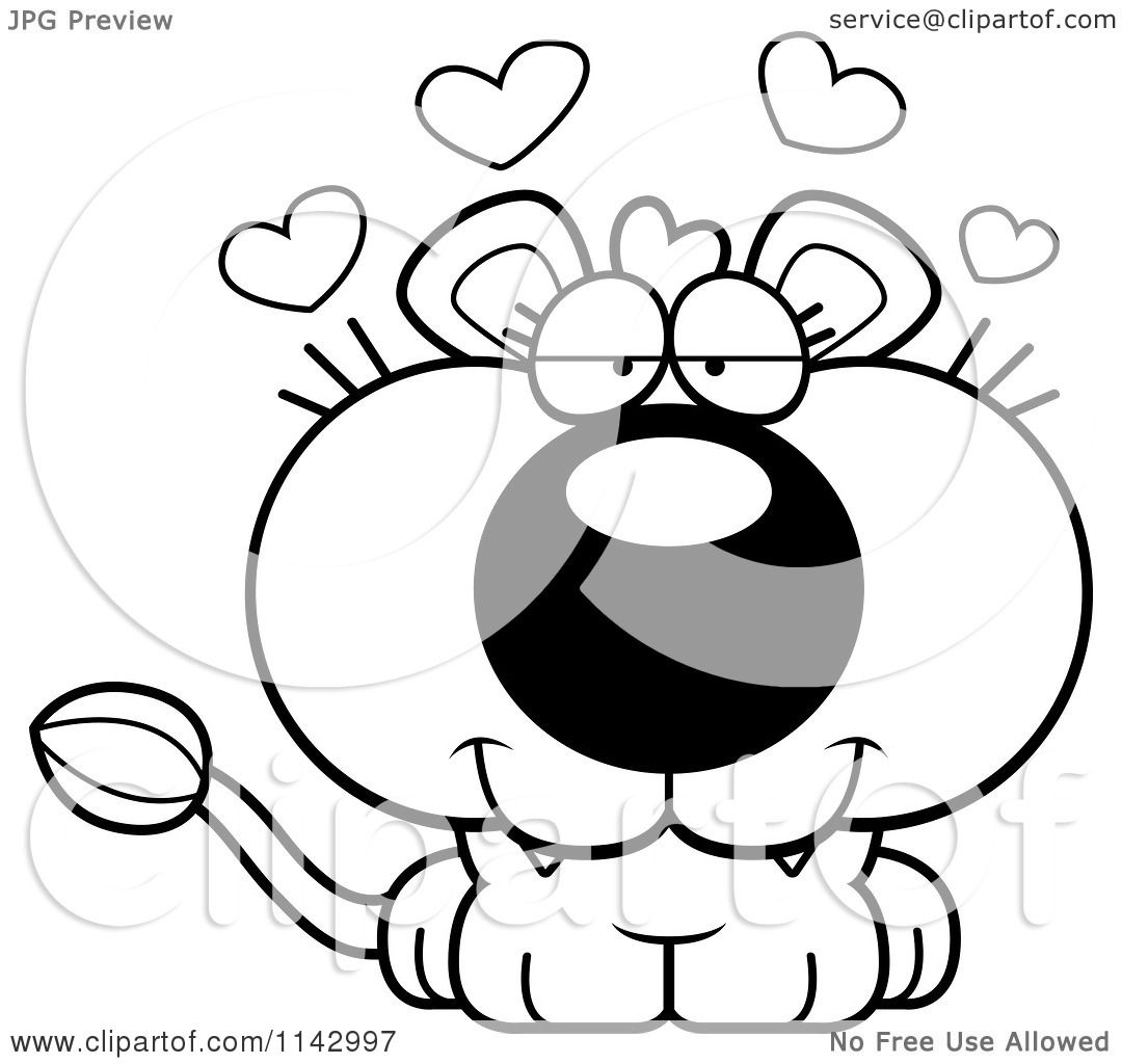 1080x1024 Cartoon Clipart Of A Black And White Cute Loving Lioness