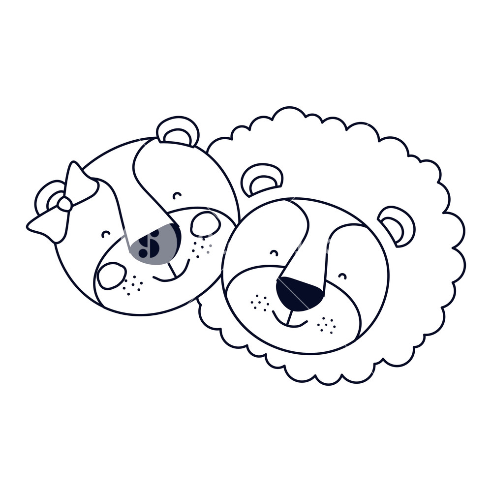 1000x1000 Sketch Silhouette Caricature Faces Couple Lion And Lioness