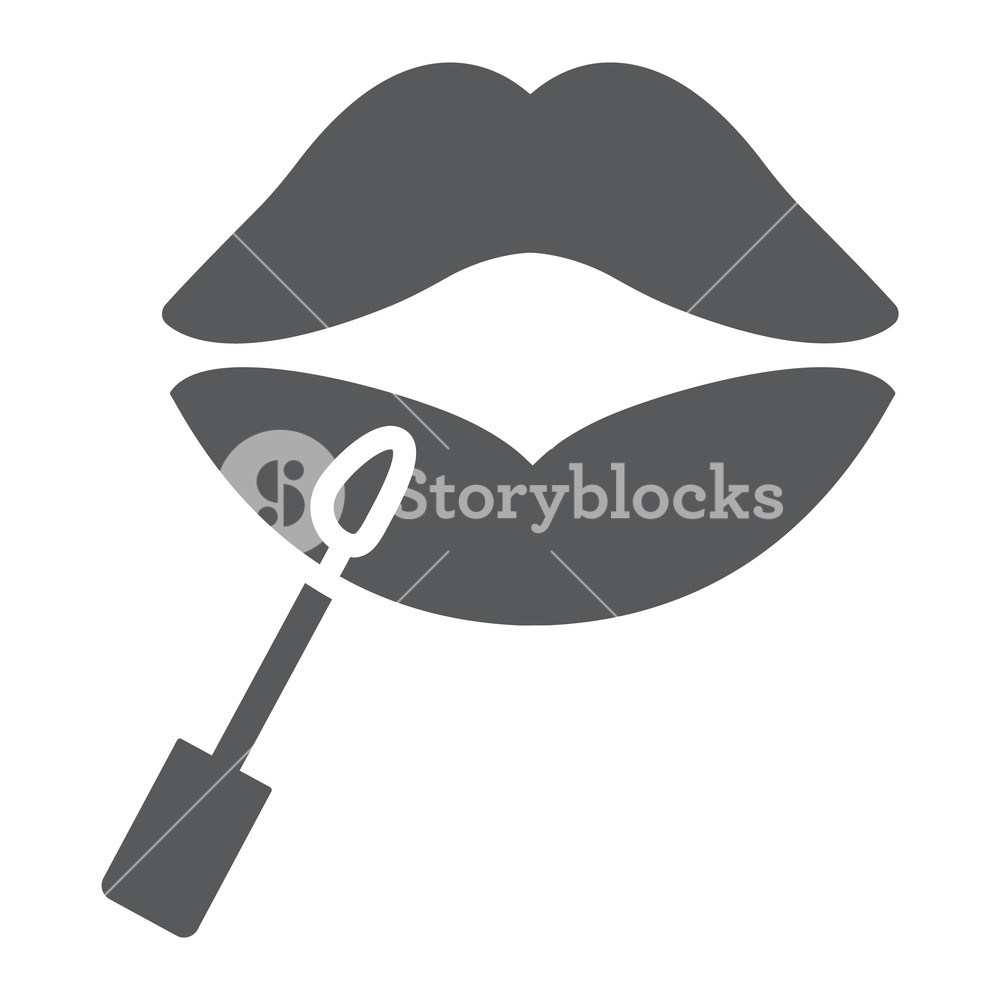 1000x1000 Lip Gloss Glyph Icon, Makeup And Cosmetic, Painting Lips Sign