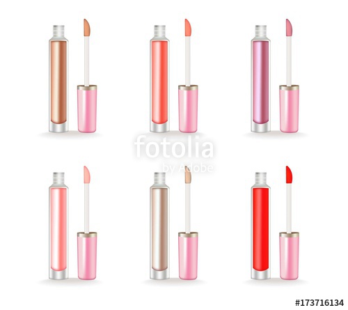 500x445 Lip Gloss Set Vector Realistic Package Beauty Cosmetics