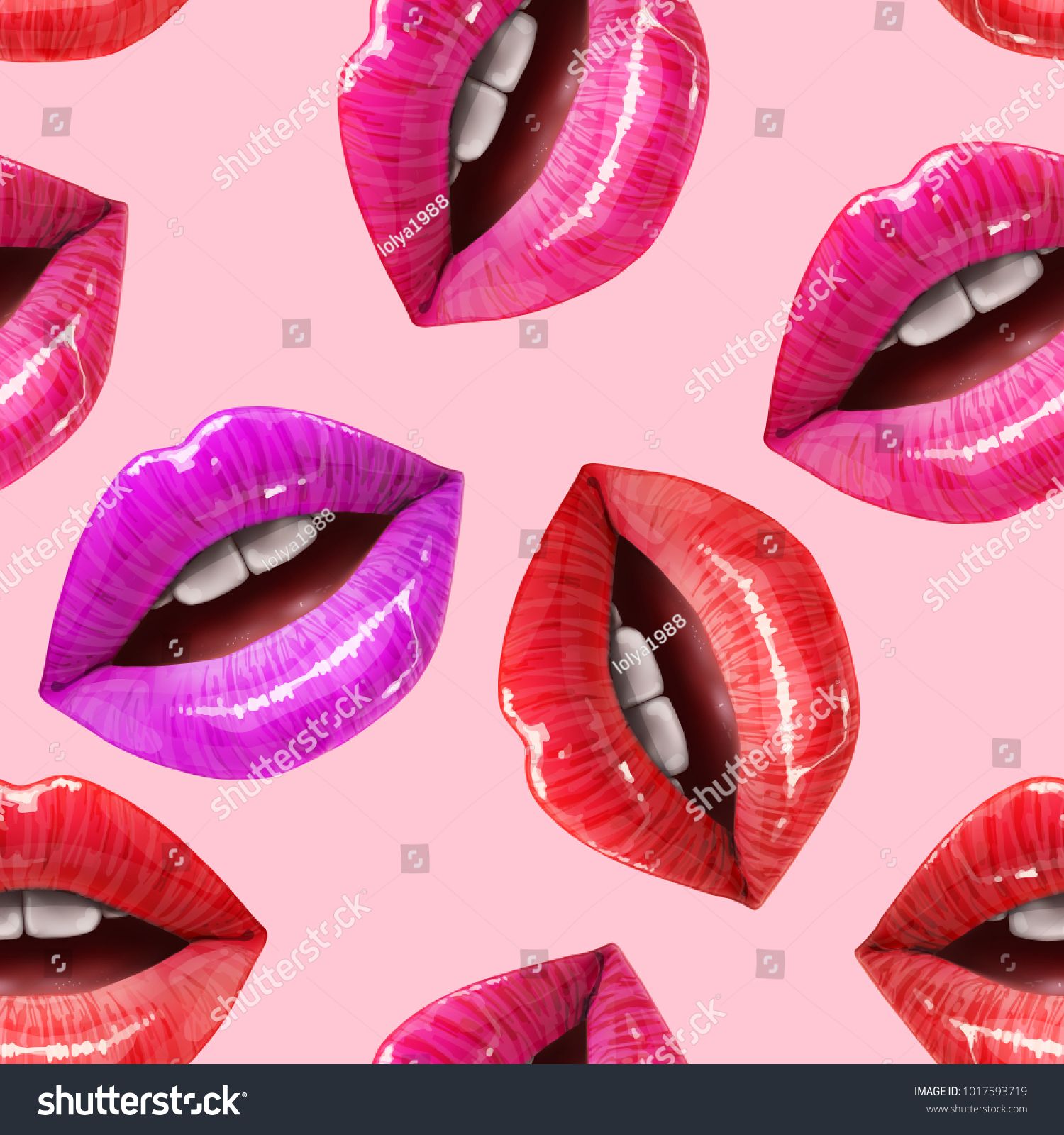1500x1600 Seamless Pattern Of Sexy Lips Vector Lipstick Or Lip Gloss