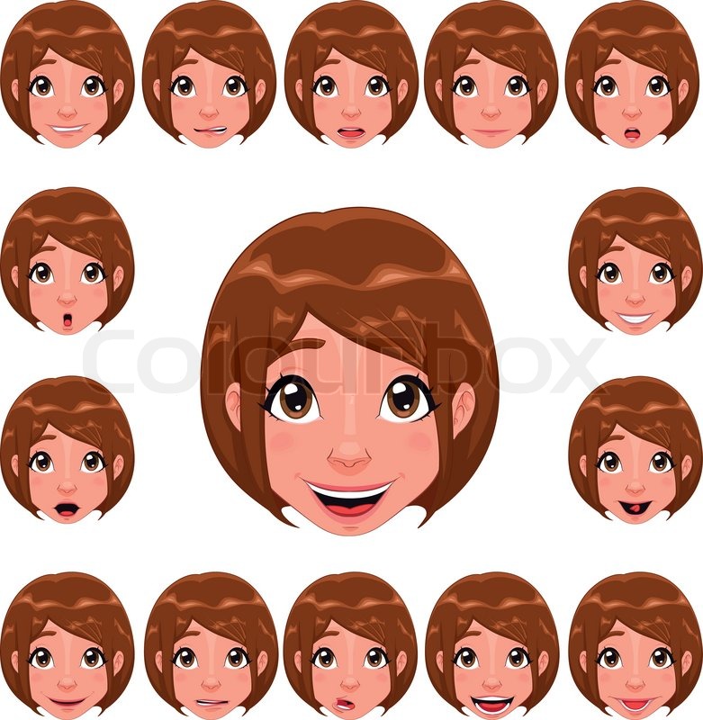 781x800 Girl Expressions With Lip Sync Funny Stock Vector Colourbox