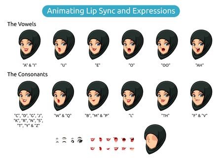 450x337 Muslim Woman With Hijab Cartoon Character Design For Animating Lip