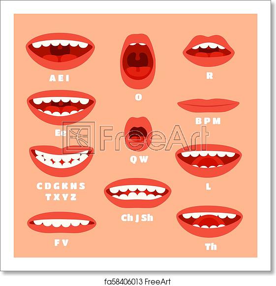 561x581 Free Art Print Of Expressive Cartoon Articulation Mouth, Lips Lip