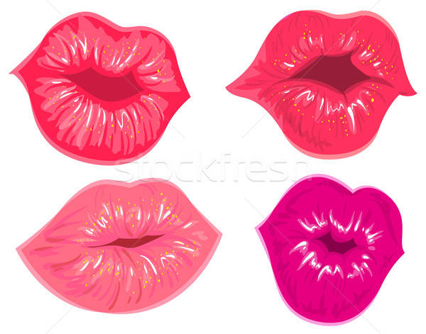 600x471 Set Female Lips Kiss Vector Illustration Alexey Grigorev