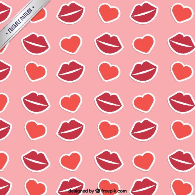 Lips And Hearts Pattern Vector Free Download 626x626 Lips And Hearts Pattern Vector Free Download