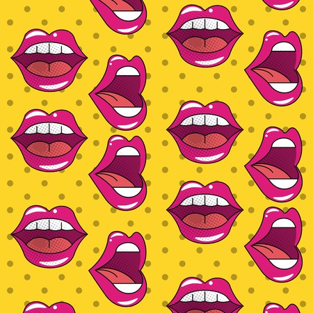 Pop Art Background Lips Pattern Cartoons Vector Illustration 450x450 Pop Art Background Lips Pattern Cartoons Vector Illustration