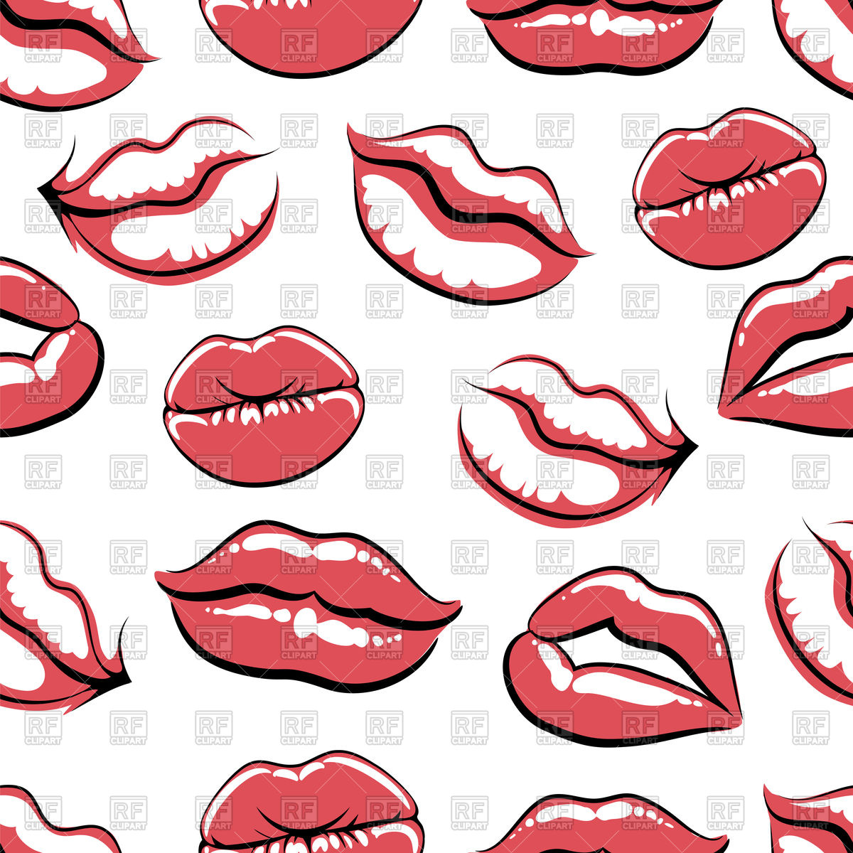 Pop Art Style Lips On White Seamless Pattern Vector Image 1200x1200 Pop Art Style Lips On White Seamless Pattern Vector Image