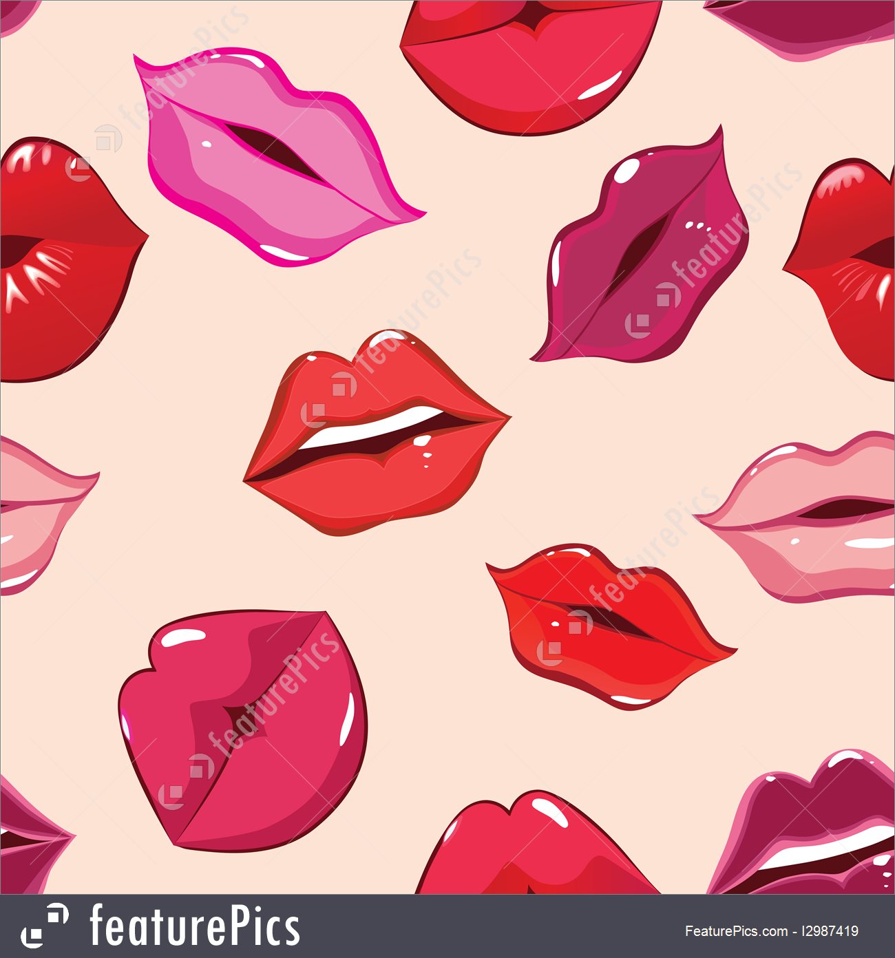 Seamless Pattern, Print Of Lips 1300x1392 Seamless Pattern, Print Of Lips
