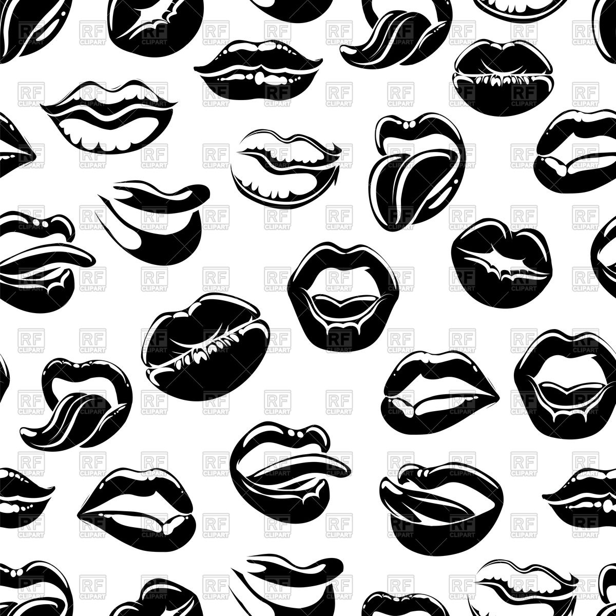 Seamless Pattern With Black Lips On White Background Vector Image 1200x1200 Seamless Pattern With Black Lips On White Background Vector Image