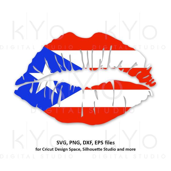 600x600 Puerto Rico Girl Lips Caribbean Country Flag Clipart Vector