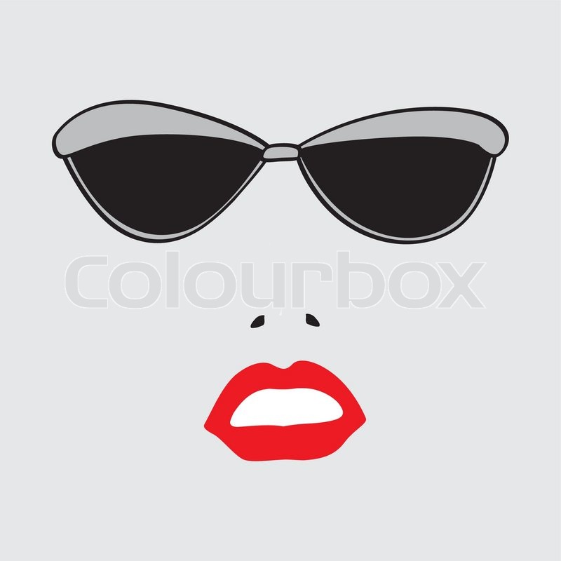 800x800 Sunglasses And Lips Silhouette Vector Stock Vector Colourbox