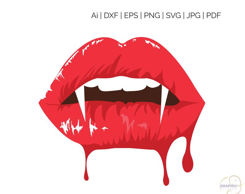 794x630 Vampire Lips Vector Clipart Digital Silhouette And Etsy